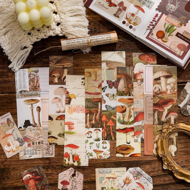 emmoolife Scrapbooking Supplies Kit, Vintage Mushroom Aesthetic Scrapbook Kit for Bullet Junk Journal, Stationery, A6 Grid Notebook, DIY Journaling Supplies, Birthday Craft Gift for Teen Girl Women - Image 5